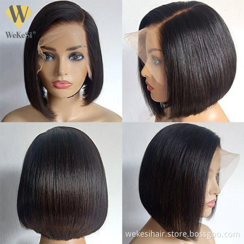 Straight Bob Wig Cheap Raw Brazilian Virgin Human Hair Lace Front Wig Wholesale Transparent Glueless Lace Frontal Wig For Women